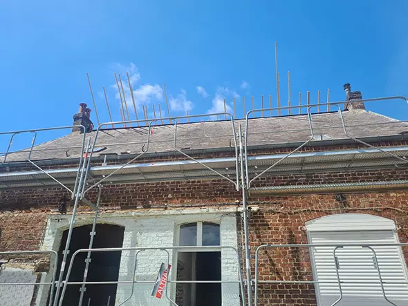 Pose gouttières aluminium chantier Cambrésis Ets Lefebvre